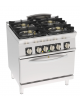 Cucina a gas ermetica 4 fuochi, potenza 2x5kw + 2x7,5kw - su forno elettrico statico GN 2/1, camera cm 57,5x65x30 - cm 80x70x90h