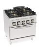 Cucina a gas ermetica 4 fuochi, potenza 2x5kw+2x7,5kw - su forno elettrico ventilato GN 1/1 - cm 80x70x90h