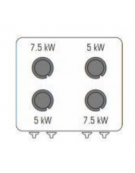 Cucina a gas ermetica 4 fuochi, potenza 2x5kw+2x7,5kw - su forno elettrico ventilato GN 1/1 - cm 80x70x90h