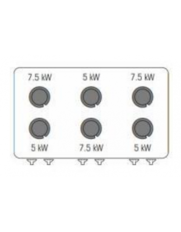 Cucina a gas ermetica 6 fuochi, 3x5kw + 3x7,5kw - su forno a gas statico GN 2/1, camera cm 57,5x65x30 - cm 120x70x90h