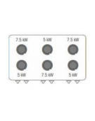 Cucina a gas ermetica 6 fuochi, potenza 3x5kw + 3x7,5kw, su forno elettrico statico GN 2/1, camera cm 57,5x65x30 - cm 120x70x90h