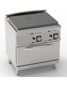 Cucina tuttopiatsra a gas, potenza piastra 1x9kW - su forno a gas GN 2/1, camera cm 57,5x65x30 - cm 80x70x90h