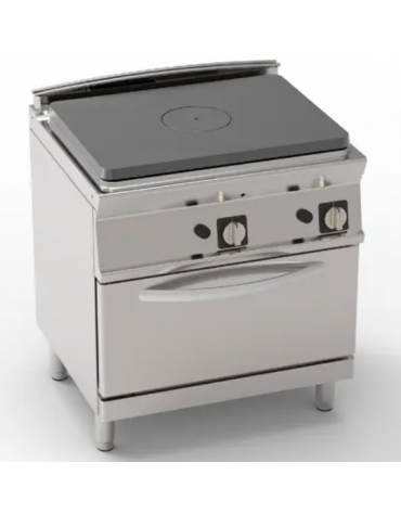 Cucina tuttopiatsra a gas, forno a gas statico GN 2/1, potenza pistra 1x9kW - cam. forno cm 57,5x65x30 - cm 80x70x90h