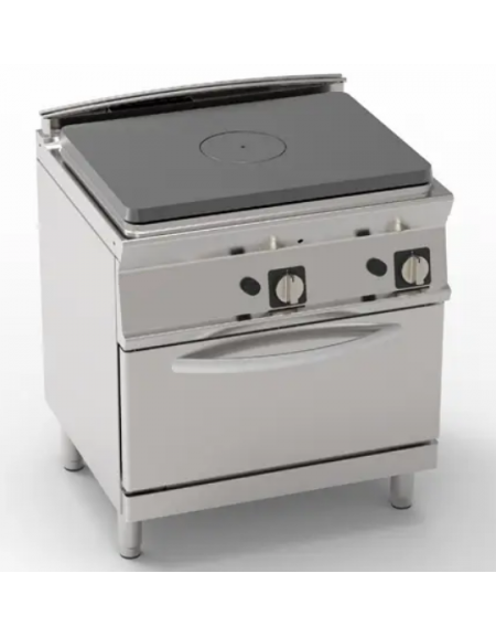 Cucina tuttopiatsra a gas, forno a gas statico GN 2/1, potenza pistra 1x9kW - cam. forno cm 57,5x65x30 - cm 80x70x90h