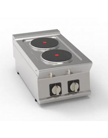 Cucina elettrica da banco trifase-5,2kw, 2 piastre Ø cm 22 - cm 40x70x28h