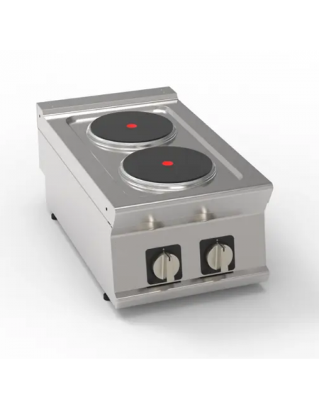 Cucina elettrica da banco trifase-5,2kw, 2 piastre Ø cm 22 - cm 40x70x28h