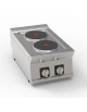 Cucina elettrica da banco in acciaio Inox, 2 piastre ermetiche tonde diametro cm 22 - potenza tot. 5,2 Kw trifase - cm 40x70x28h