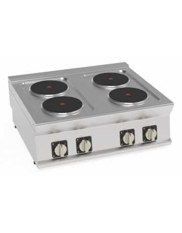 Cucina elettrica da banco trifase-10,4kw, 4 piastre cm Ø22 - cm 80x70x28h