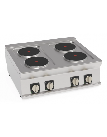 Cucina elettrica da banco trifase-10,4kw, 4 piastre cm Ø22 - cm 80x70x28h