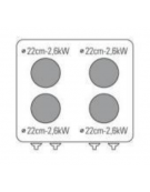 Cucina elettrica da banco trifase-10,4kw, 4 piastre cm Ø22 - cm 80x70x28h
