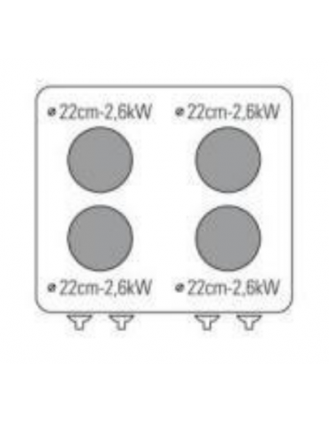 Cucina elettrica da banco trifase-10,4kw, 4 piastre cm Ø22 - cm 80x70x28h