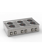 Cucina elettrica da banco trifase-15,6kw, 6 piastre cm Ø22 - cm 120x70x28h