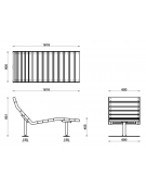Panchina Chaise longue, struttura in acciaio e doghe in legno di pregio - da tassellare - cm 60x160x95,5h