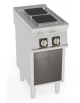 Cucina elettrica inox su vano aperto, 2 piastre ermetiche quadrate cm 22x22 - potenza tot. 5,2 Kw trifase - cm 40x70x90h