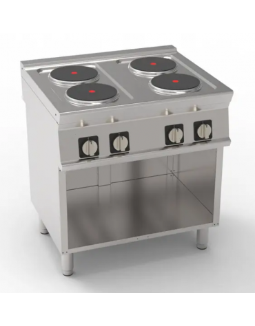 Cucina elettrica su vano aperto trifase-10,4kw, 4 piastre cm Ø22 -  cm 80x70x90h