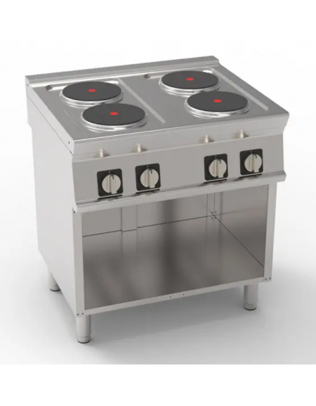 Cucina elettrica su vano aperto trifase-10,4kw, 4 piastre cm Ø22 -  cm 80x70x90h
