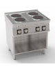 Cucina elettrica su vano aperto, 4 piastre ermetiche tonde diametro cm 22 - potenza tot. 10,4 Kw trifase - cm 80x70x90h