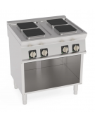 Cucina elettrica trifase-10,4kw, 4 piastre quadre cm 22x22, su vano aperto cm 73x57,4x39,5 - dim tot. cm 80x70x90h Cucina elettrica trifase-10,4kw, 4 piastre quadre cm 22x22, su vano aperto cm 73x57,4x39,5 - dim tot. cm 80x70x90h