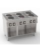 Cucina elettrica su vano aperto, 6 piastre ermetiche tonde diametro cm 22 - potenza tot. 15,6Kw trifase - cm 120x70x90h