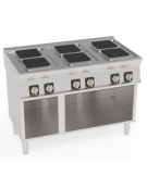 Cucina elettrica trifase - 15,6 kw, 6 piastre quadre cm 22x22, su vano aperto  - dim tot. cm 120x70x90h Cucina elettrica trifase - 15,6 kw, 6 piastre quadre cm 22x22, su vano aperto  - dim tot. cm 120x70x90h