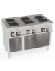 Cucina elettrica inox su vano aperto, 6 piastre ermetiche quadrate cm 22x22 - potenza tot. 15,6Kw trifase - cm 120x70x90h