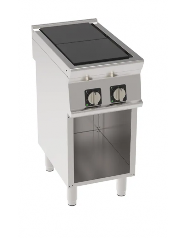 Cucina elettrica trifase-6kw, 2 piastre quadre basculanti cm 30x30 su vano aperto cm 33x57,4x39,5 - cm tot. 40x70x90h