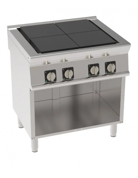 Cucina elettrica trifase-12kw, 4 piastre quadre basculanti cm 30x30 su vano aperto cm 73x57,4x39,5 - cm tot. 80x70x90h Cucina elettrica trifase-12kw, 4 piastre quadre basculanti cm 30x30 su vano aperto cm 73x57,4x39,5 - cm tot. 80x70x90h
