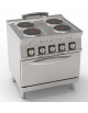 Cucina elettrica 4 piastre ermetiche tonde, su forno elettrico ventilato GN 1/1 - potenza tot. 15,4Kw trifase - cm 80x70x90h