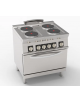 Cucina elettrica 4 piastre ermetiche tonde, su forno elettrico statico GN2/1 - potenza tot. 15,7Kw trifase - cm 80x70x90h