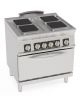 Cucina elettrica 4 piastre ermetiche quadrate, su forno elettrico statico GN2/1 - potenza tot. 15,7Kw trifase - cm 80x70x90h