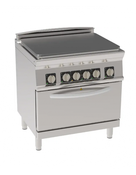 Cucina  tuttopiastra elettrica cm 76,3x58, trifase-13kw, su forno elet. vent. GN1/1 camera cm 57,5x51,5x30 -dim tot. cm 80x70x90