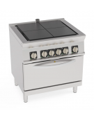 Cucina elettrica trifase-16,7kw, 4 piastre quadre basculanti 30x30, forno elett. statico, camera cm 57,5x65x30-tot. cm 80x70x90 Cucina elettrica trifase-16,7kw, 4 piastre quadre basculanti 30x30, forno elett. statico, camera cm 57,5x65x30-tot. cm 80x70x90