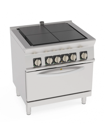 Cucina elettrica trifase-16,7kw, 4 piastre quadre basculanti 30x30, forno elett. statico, camera cm 57,5x65x30-tot. cm 80x70x90 Cucina elettrica trifase-16,7kw, 4 piastre quadre basculanti 30x30, forno elett. statico, camera cm 57,5x65x30-tot. cm 80x70x90
