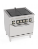 Cucina elettrica 4 piastre quadre complanari basculanti, su forno elettrico statico GN2/1 - 17,3Kw trifase - cm 80x70x90h