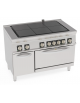Cucina elettrica 6 piastre quadre complanari basculanti, su forno elettrico ventilato GN1/1 - 23 Kw trifase - cm 120x70x90h