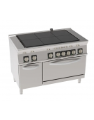 Cucina elettrica trifase-22,7kw, 6 piastre quadre basculanti 30x30, forno elet. statico GN2/1 - cm 120x70x90h Cucina elettrica trifase-22,7kw, 6 piastre quadre basculanti 30x30, forno elet. statico GN2/1 - cm 120x70x90h