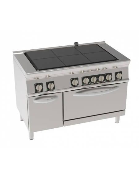 Cucina elettrica trifase-22,7kw, 6 piastre quadre basculanti 30x30, forno elet. statico GN2/1 - cm 120x70x90h Cucina elettrica trifase-22,7kw, 6 piastre quadre basculanti 30x30, forno elet. statico GN2/1 - cm 120x70x90h
