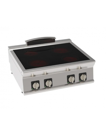 Cucina elettrica in vetroceramica da banco trifase-8,6kw, con 4 zone di cottura - cm 80x70x28h