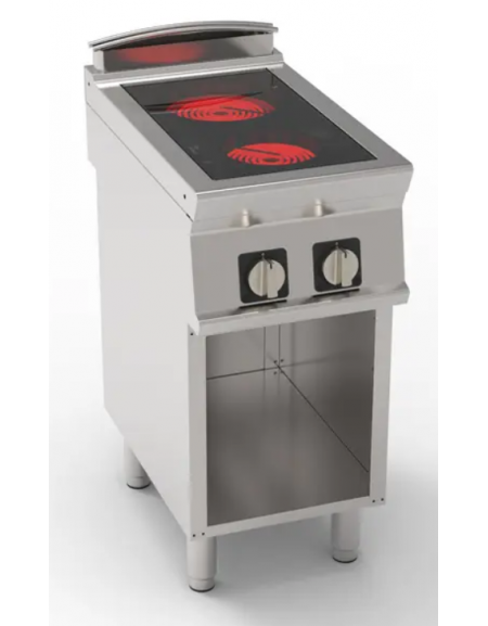 Piano di cottura elettrico trifase-4,3kw, con 2 piani di cottura in vetroceramica su vano aperto - cm 40x70x90h