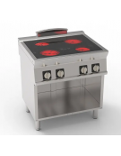 Piano cottura elettrico in vetroceramica su vano aperto - 4 zone cottura - potenza tot. 8,6 Kw trifase - cm 80x70x90h