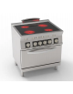 Piano cottura elettrico 4 zone in vetroceramica, su forno elettrico statico GN2/1 - potenza tot. 13,9 Kw trifase - cm 80x70x90h