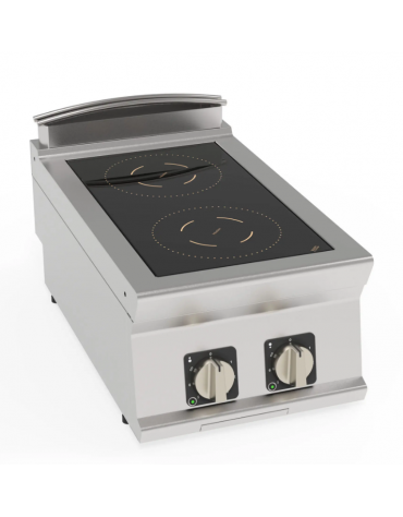 Cucina ad induzione da banco trifase-7kw, 2 piani di cottura - Adatta a pentole fondo liscio - cm 40x70x28h