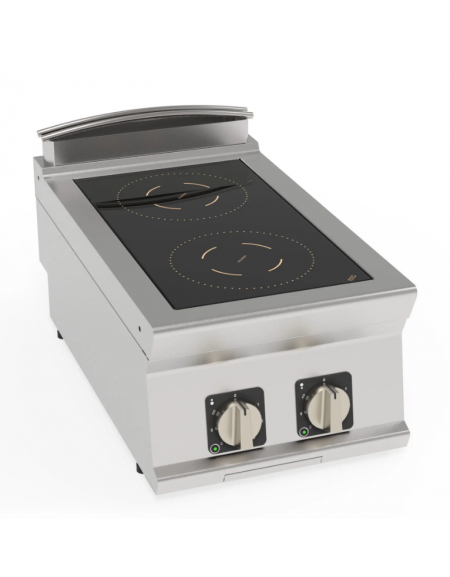 Cucina ad induzione da banco trifase-7kw, 2 piani di cottura - Adatta a pentole fondo liscio - cm 40x70x28h