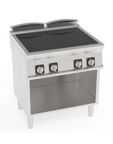 Cucina ad induzione su vano aperto trifase-14kw, - 4 zone - Adatta a pentole fondo liscio - cm 80x70x90h
