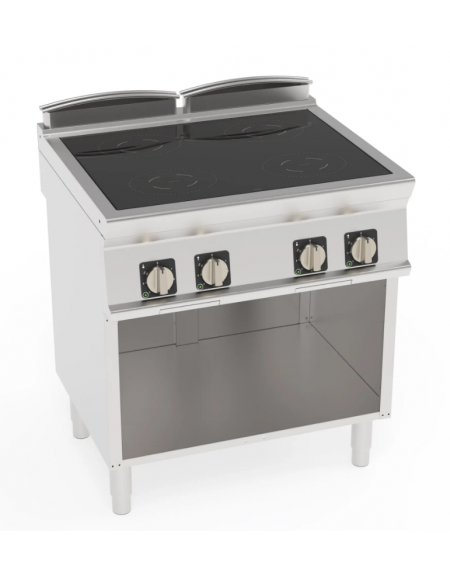 Cucina ad induzione su vano aperto trifase-14kw, - 4 zone - Adatta a pentole fondo liscio - cm 80x70x90h