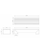 Panchina piana con schinale da cm 180, doghe in legno di pino e finitura zincata verniciata - cm 230x67,5x47h