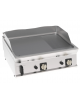 Fry-Top a gas da banco, piastra 2/3 liscia e 1/3 rigata cromata spazzolata, zona cottura cm 74,8x56,4 - gas Kw 14 - cm 80x70x28h