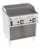 Fry-Top a gas su vano aperto, 2 zone cottura, piastra rigata cm 74,8x56,4, potenza gas Kw 14 - cm 80x70x90h