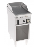 Fry-Top a gas su vano aperto, 1 zona cottura, piastra rigata cromata spazzolata cm 35,3x56,4, potenza gas Kw 7 - cm 40x70x90h