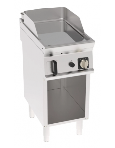 Fry-Top a gas su vano aperto, 1 zona cottura, piastra liscia cromata cm 35,3x56,4, potenza gas Kw 8 - cm 40x70x90h